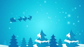 Santa Claus riding his magic sleigh, pulled by reindeer, soaring over pine trees - Powered by Shutterstock - Get 15% off with code: PIKWIZARD15