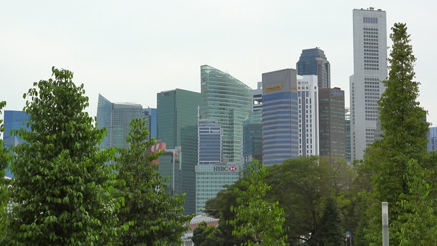 Singapore, Republic of Singapore - January 29, 2018: Financial district buildings in Singapore