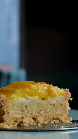 sponge cake with peaches cake with peaches Putting homemade peach shortcake with fresh peaches and whipped cream on the table