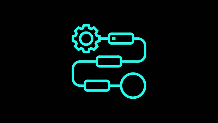 Iteration Icon - 4K Animated Design with Linear Symbol on Black Background