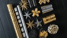 Elegant Gift Wrapping Paper and Decorative Bows in Gold and Silver - Powered by Shutterstock - Get 15% off with code: PIKWIZARD15