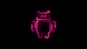 Glowing Neon Line Android system device logo design illustration background.android apps icon. - Powered by Shutterstock - Get 15% off with code: PIKWIZARD15