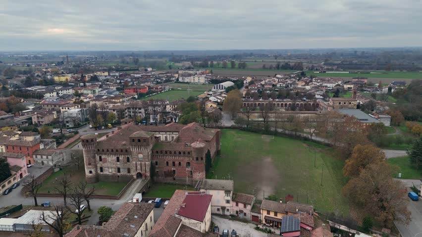 Aerial view of the medieval rocca di monticelli d