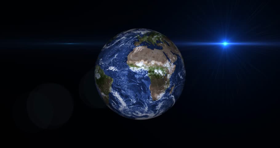 Solar system Earth planet zoom out rotating.