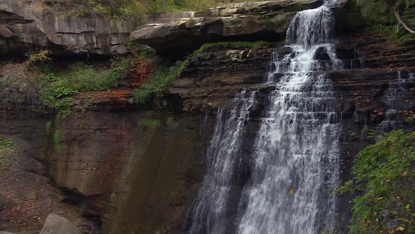 Cascading Waterfall Amid Autumn Colors in Cuyahoga Valley National Park