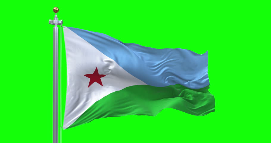 Djibouti Flag. 4K 3D Realistic Waving Flag with Green Screen (Perfect Loop)