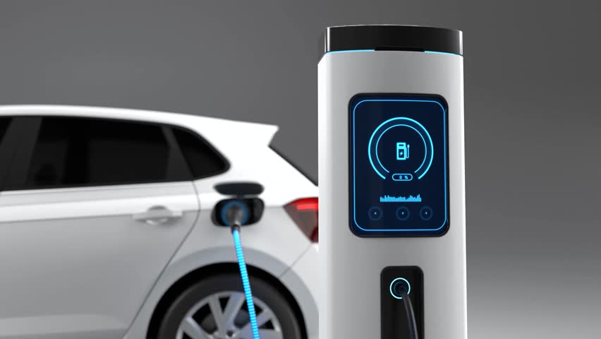 Electric Vehicle Charging Station with Clean Energy Technology, Sustainable energy electric vehicle concept