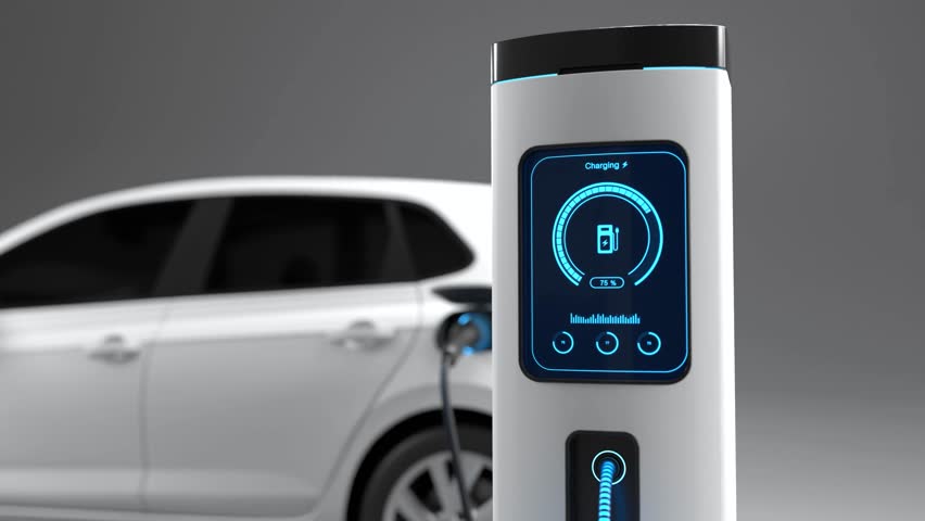 Electric Vehicle Charging Station with Clean Energy Technology, Sustainable energy electric vehicle concept