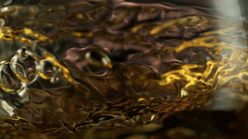 Super Slow Motion Macro Shot of Spinning White Wine in Glass at 1000fps.