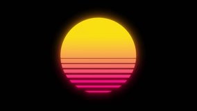 Retro synthwave sun. Vaporwave, retrowave 80´s glowing neon outrun orange, red sunset motion video background, 4k - Powered by Shutterstock - Get 15% off with code: PIKWIZARD15