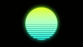 Retro synthwave sun. Vaporwave, retrowave 80´s glowing neon outrun green, blue sunset motion video background, 4k - Powered by Shutterstock - Get 15% off with code: PIKWIZARD15