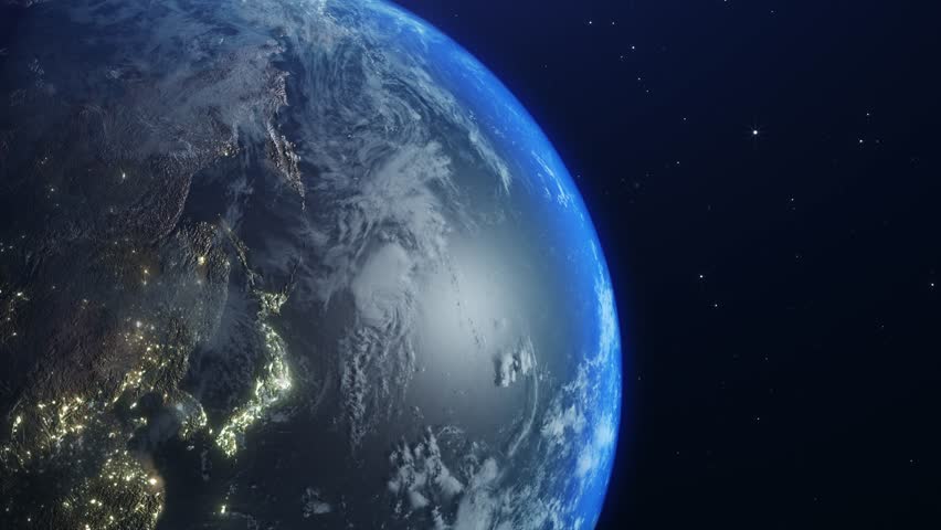 Planet Earth Spinning In A Seamless Loop, Photorealistic 3D Rendering Of Earth, 3D Animation. High quality 4k footage