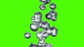 Bubbles of liquid metal like mercury rise upwards. On a green background for chromakey. High quality, 4k, 3d render. 3D Illustration - Powered by Shutterstock - Get 15% off with code: PIKWIZARD15