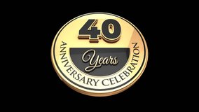 40 years, 40th anniversary logo, loop, looped video in 3D Gold with Alpha channel, isolated transparent background - Powered by Shutterstock - Get 15% off with code: PIKWIZARD15