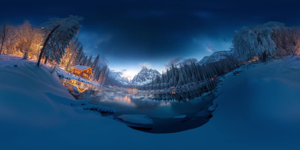 Christmas evening, serene frozen winter, festival time, falling star, 