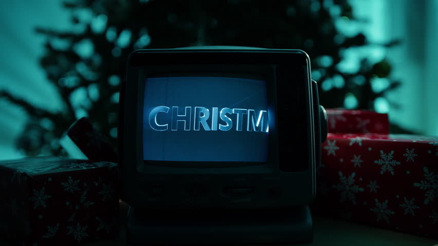 Merry Christmas Message on old television 