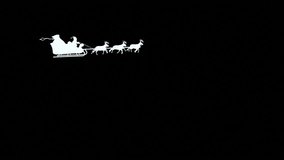 Santa silhouette flying. 2 videos in 1 file. Santa Claus and his reindeers flying in the sky. Alpha matte. - Powered by Shutterstock - Get 15% off with code: PIKWIZARD15