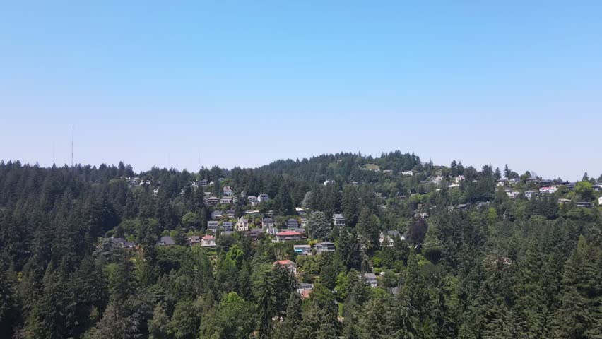 Aerial landscape of Washington Park garden and Portland nature scape sunny summer day in Oregon USA