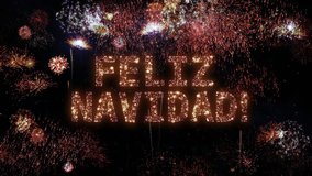 Feliz Navidad. Background with fireworks and a Christmas greeting. Spanish version. - Powered by Shutterstock - Get 15% off with code: PIKWIZARD15
