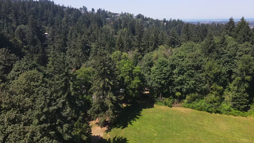 Aerial landscape of Washington Park garden and Portland nature scape sunny summer day in Oregon USA