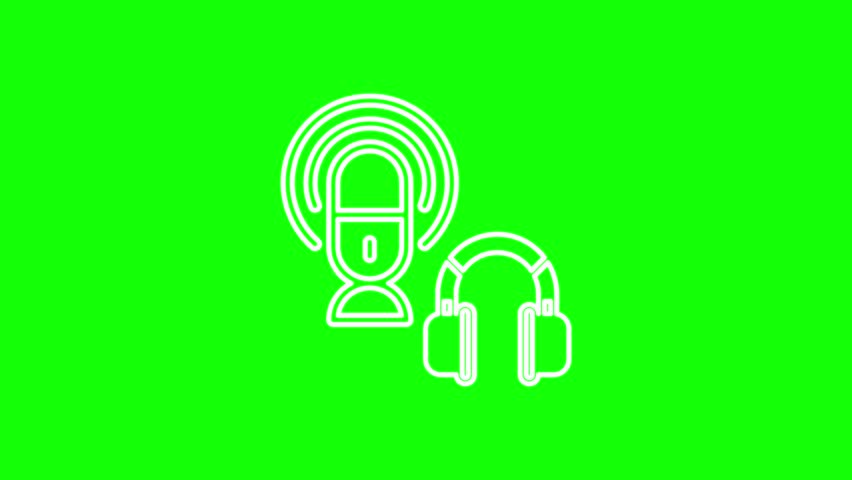 Animation of a podcast icon on a green background. 4K video. Looped animation.