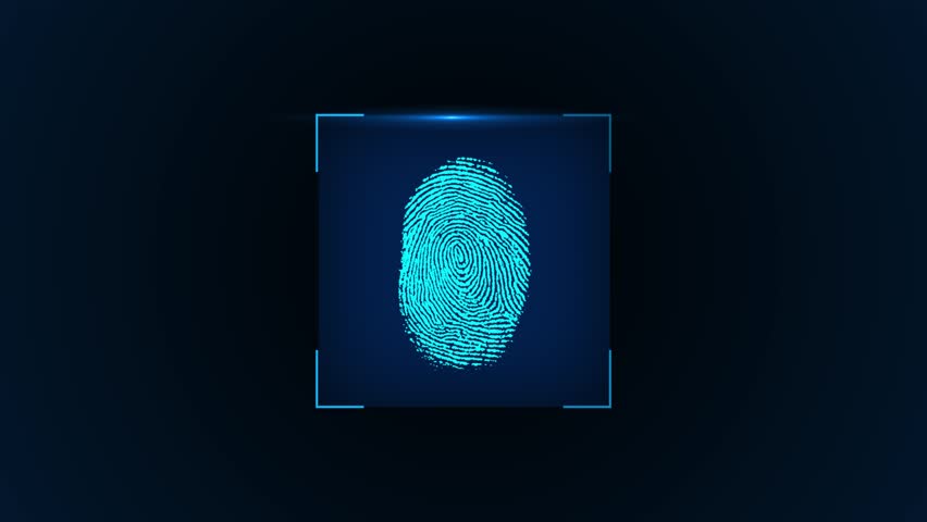 4K Digital Fingerprint identification scanner ID. advanced processing of biometric fingerprint scanner verification. cybersecurity hologram Network security system check process. 3D Illustration - Powered by Shutterstock - Get 15% off with code: PIKWIZARD15