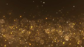 Gold Particles Moving Glitter Luxury particles Background. energy flying wave flash lights. dust flickering on black background. Awards. magical smoke. success, luxury, celebration. 3D Illustration - Powered by Shutterstock - Get 15% off with code: PIKWIZARD15
