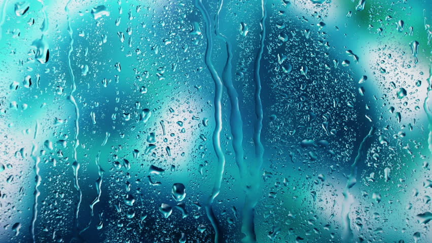 Water drops at blurred background, covered with water drops - condensation,