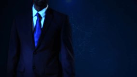 Businessman with centered around holographic globe business, and digital innovation. international networks industries. data exchange technology trade. corporate strategies, and. 3D Illustration - Powered by Shutterstock - Get 15% off with code: PIKWIZARD15