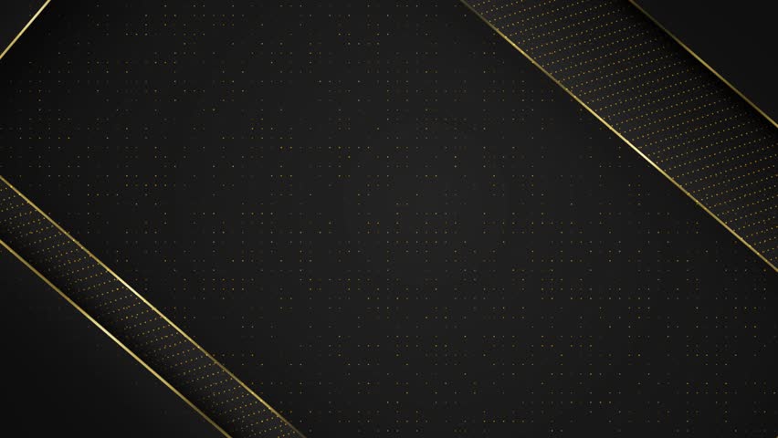 Abstract luxury golden organic shapes on black background. Gold striped pattern. 3D 4K Shine glitter design lines golden shiny dots title border Copy space for grand casino royal. 3D Illustration
