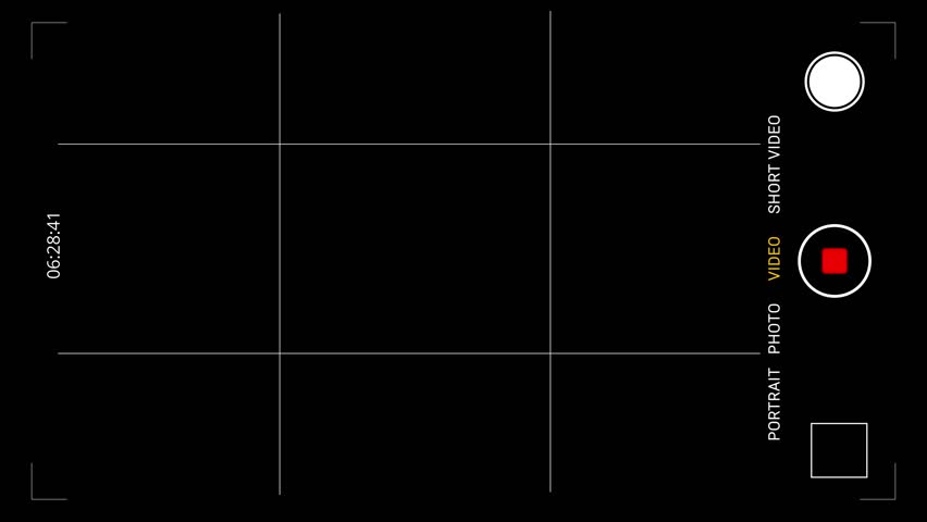 Smartphone Video Camera Frame animation. Camera recording screen overlay Camera view viewing images. Visual screen focusing. Video recording screen Animation. Camera frame viewfinder. 3D Illustration
