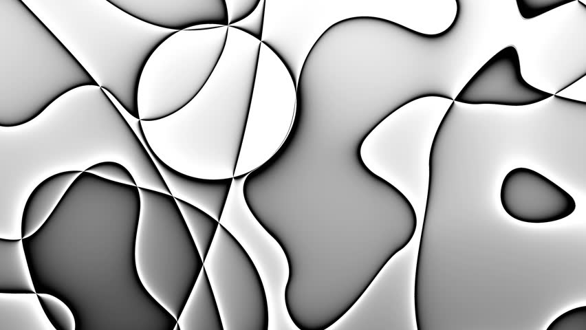 Abstract Waving defocused black lines on white Background. Looping 4k animation of an abstract fractal digital lines background