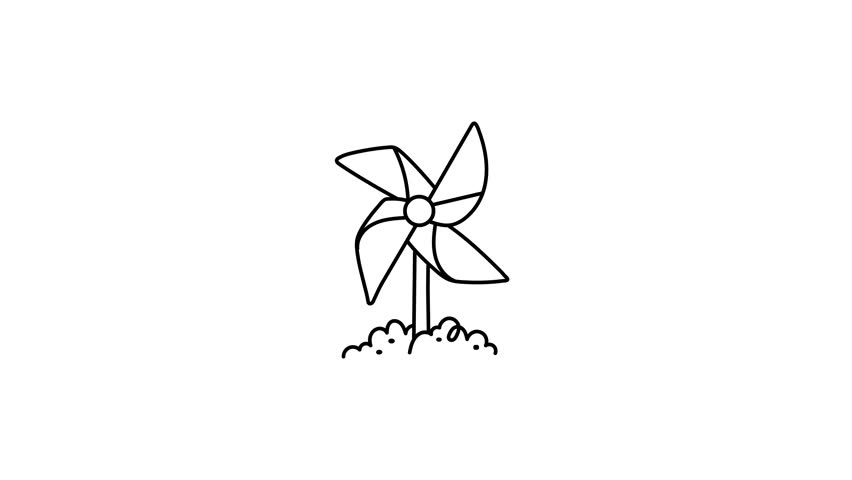 Paper pinwheel animated icon in hand drawn style 

