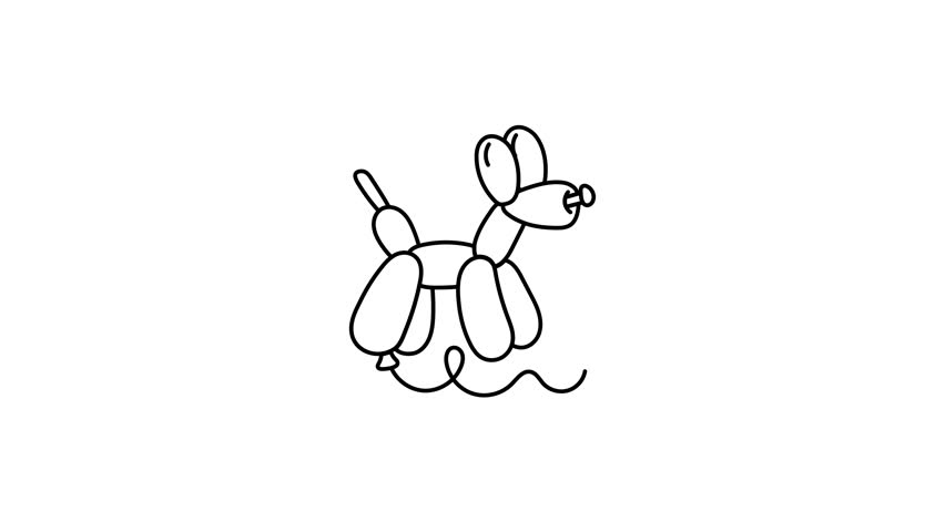 A doodle style animated icon of a balloon dog
