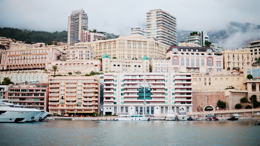 View of the building in the skyline of Monaco in the evening