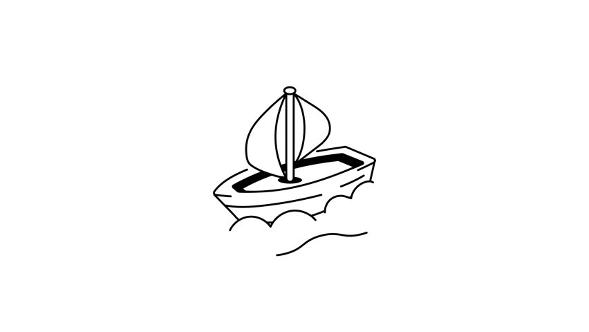 Boat animated icon in hand drawn style 