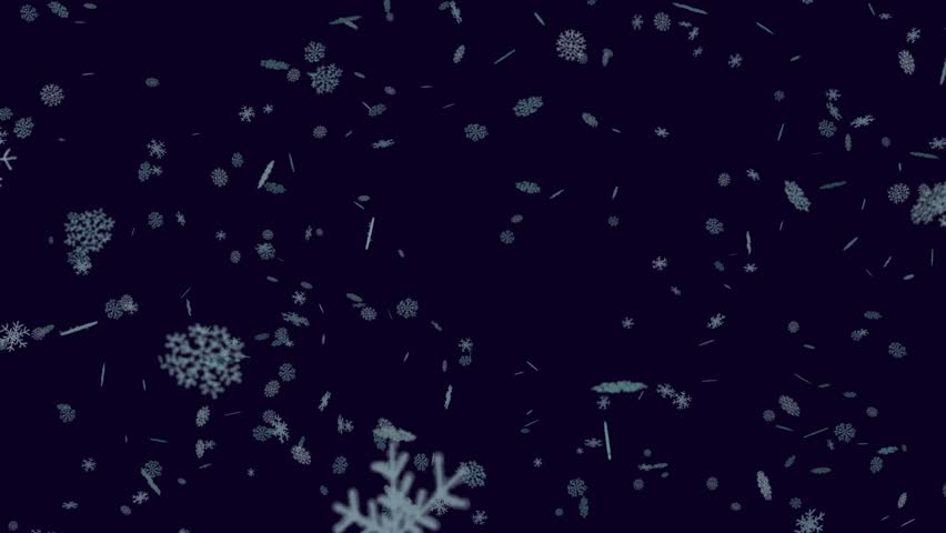 Snowflakes moove on dark blue sky