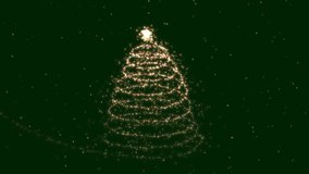 Merry Christmas and Happy New Year Tree Glowing Animation Golden Snowflakes on green Background. Christmas tree, snowflakes with a bokeh lights background, 3d rendering blur background - Powered by Shutterstock - Get 15% off with code: PIKWIZARD15