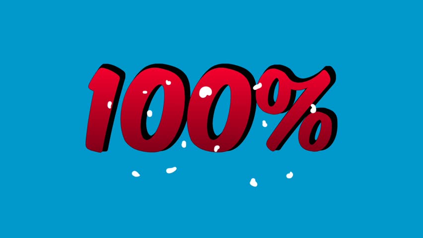 100% off discount label symbol animation motion graphic on blue screen background for black Friday or wholesale and business concept
