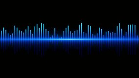Blue neon glowing sound wave and audio waveform. Abstract soundtrack and music background. Equalizer, speech and voice recording visualization, sound line graph. Audio waves frequency and spectrum. 4k - Powered by Shutterstock - Get 15% off with code: PIKWIZARD15