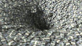 Money Vortex, Bundles of Dollars are Draining into the Hole, Seamless Looping 3d animation, Ultra HD 4K 3840x2160 - Powered by Shutterstock - Get 15% off with code: PIKWIZARD15