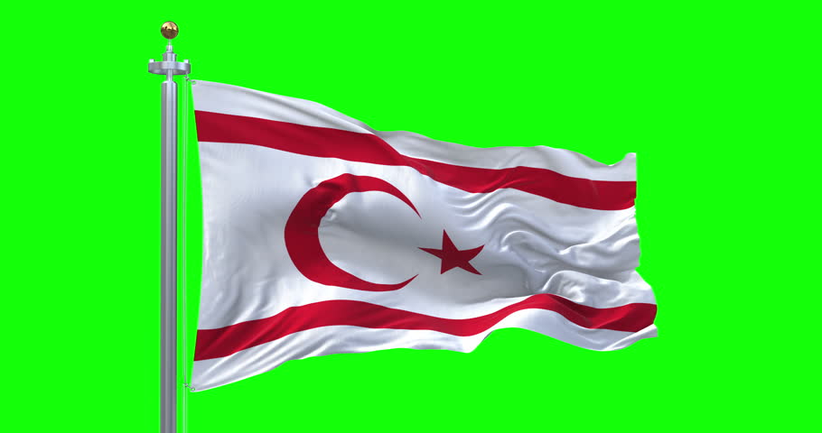 Northern Cyprus Flag. 4K 3D Realistic Waving Flag with Green Screen (Perfect Loop)