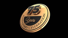 75 years, 75th anniversary logo, loop, looped video in 3D Gold with Alpha channel, isolated transparent background - Powered by Shutterstock - Get 15% off with code: PIKWIZARD15