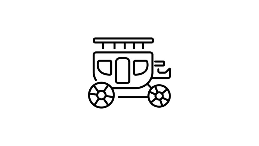 Classic carriage animated icon in line style 