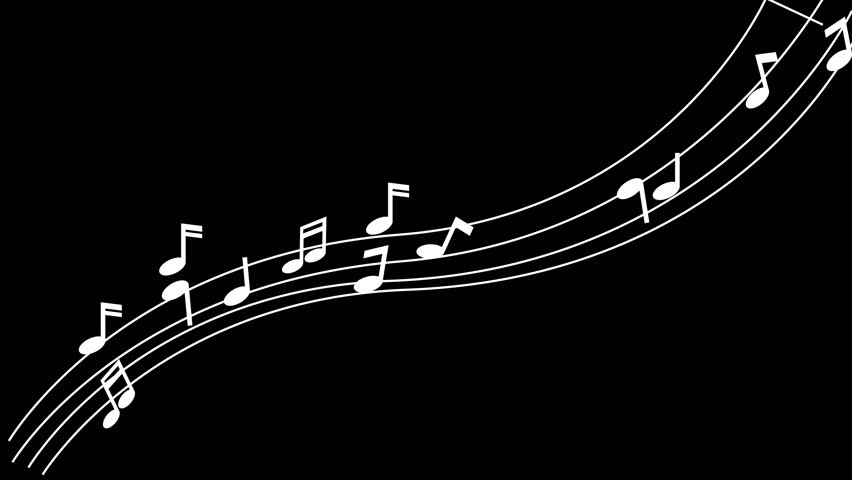 Animation of music notes flowing with chroma key. floating symbol of musics in track