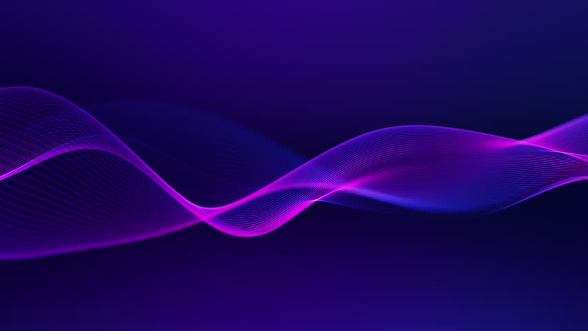 Purple wave on gradient background. Looping vector wave luminescent color. Slow motion linear wave flow graphic shape. Digital magenta blue liquid mockup for video. Smoke illustration. 60 fps, 4k - Powered by Shutterstock - Get 15% off with code: PIKWIZARD15