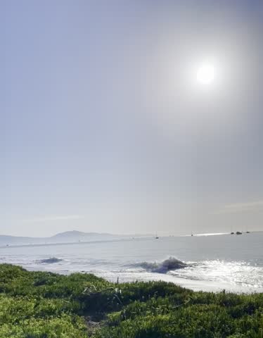 View of the waves from a trail in Santa Barbara