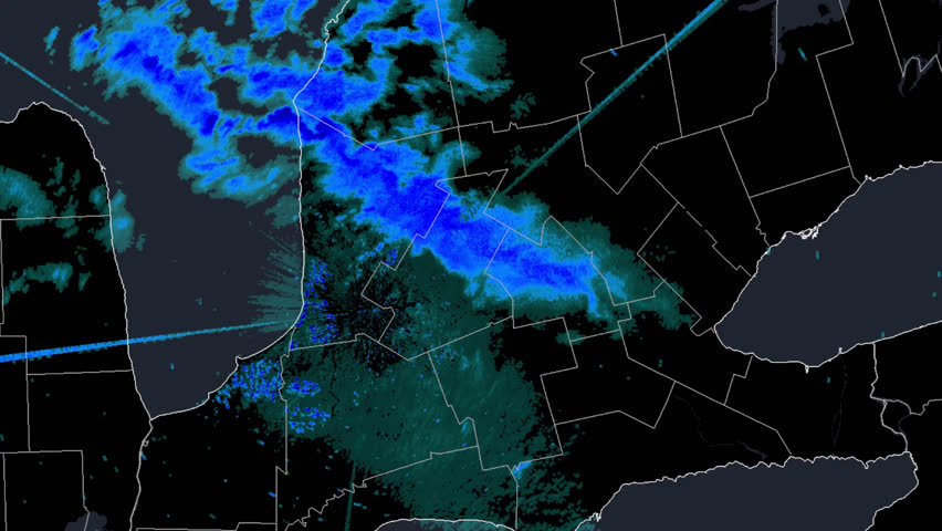 Severe winter snow squall storm on weather radar screen