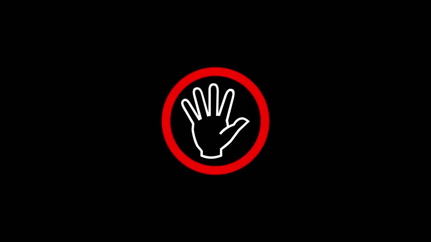 not hand Loop animation of STOP sign icon