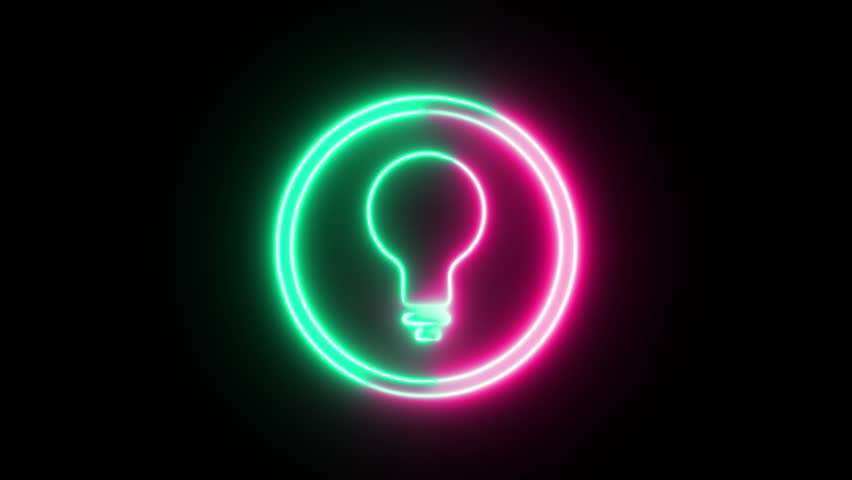 Neon bulb icon animation design